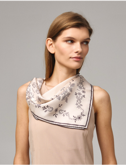 Картинка Шовкова хустина «Мереживо» Ivory 